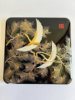 Amazon.co.jp: (品)お重箱 三段重 漆器 松鶴柄 おせち お祝い